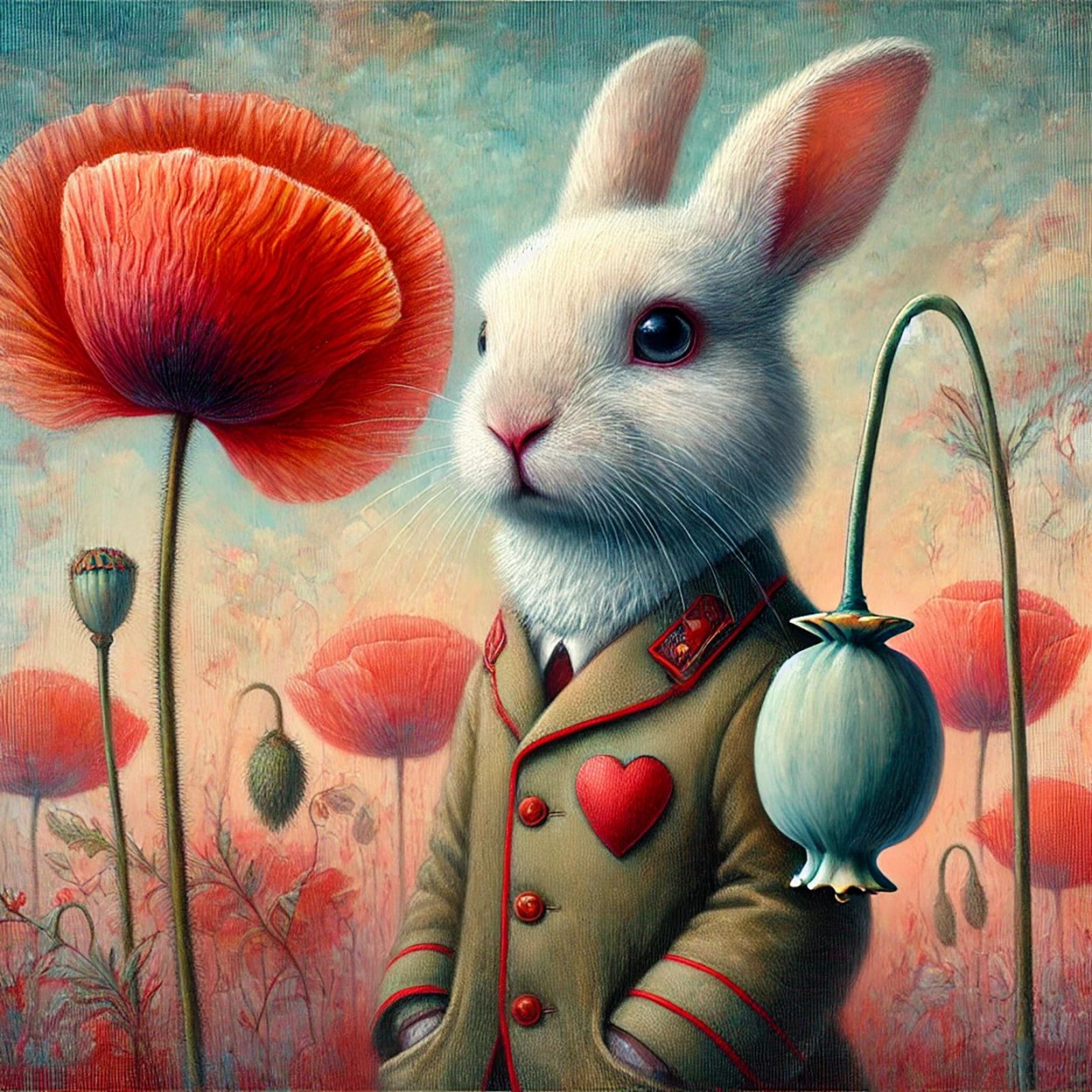 A bunny in a military uniform