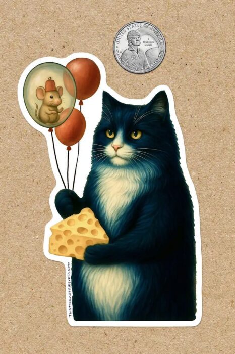 Cheese Cat Up to His Shenanigans Sticker