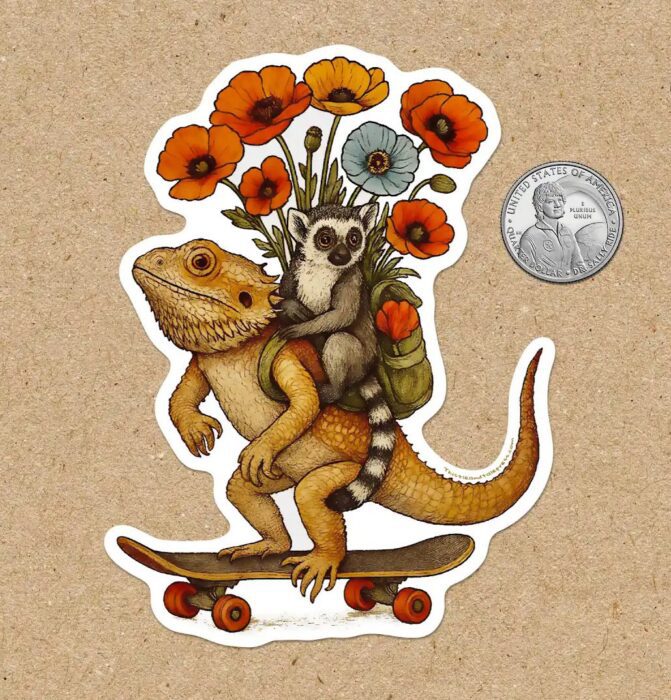 Rosie on a Skateboard Sticker