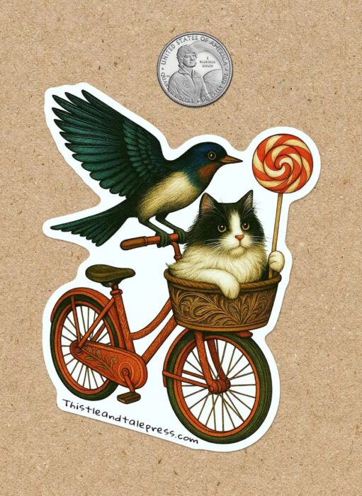 Cheese Cat Riding Free Sticker